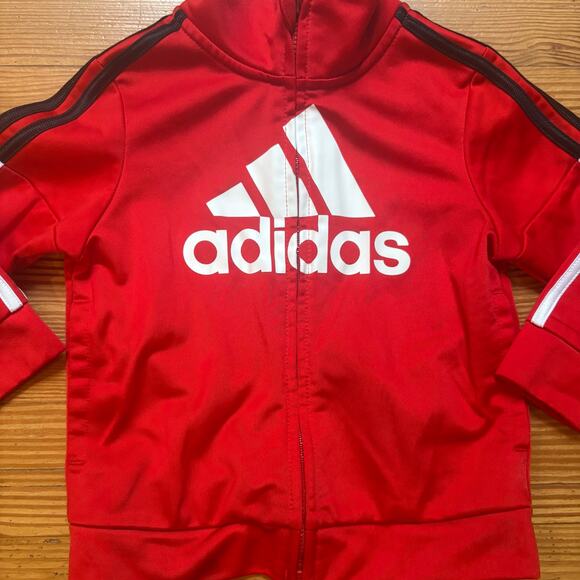 Adidas red logo long sleeve full zip baby sweater jacket SIZE 12M - Picture 2 of 4